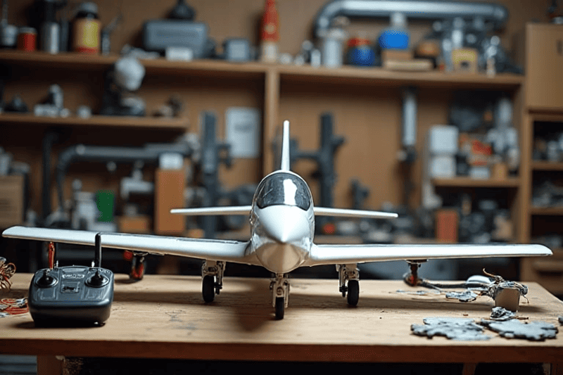 Avion rc dans un atelier