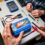 Batteri Lipo sur un établi de modélisme