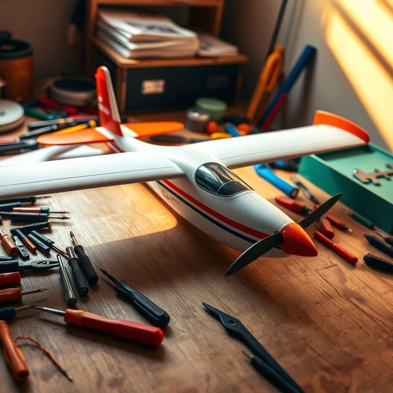 gros-plan-sur-un-avion-radiocommand-en-mousse-epp-pos-sur-une-table-de-bricolage-outils-et-access