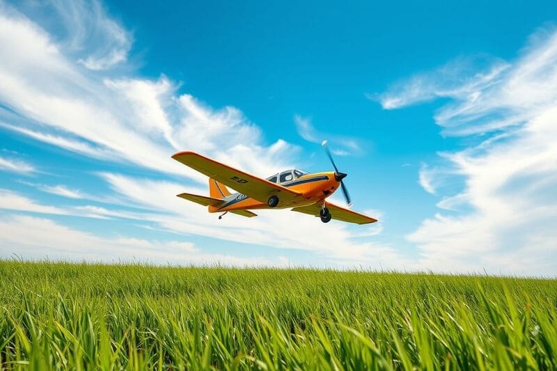 un-avion-rc-trainer-survolant-basse-altitude-un-champ-dgag-lherbe-verdoyante