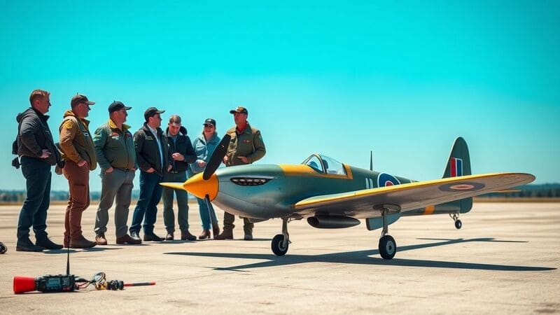 pilotes en train de discuter autour d'un warbird
