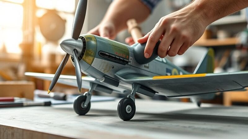 préparation d'un warbird à l'attelier de modèle réduit