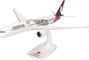 Herpa Snap-Fit Avion Hawaiian Airlines Boeing 787-9 Dreamliner – N781HA Kapuahi, Miniature à l’échelle 1:200, pièce de Collection, avec Socle, Plastique