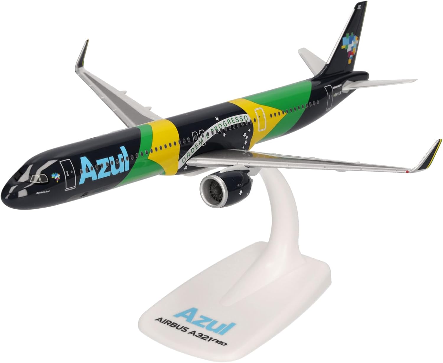 Herpa Maquette Avion Airbus A321neo “Brazilian Flag Livery” – PR-YJE, echelle 1/200, Snap-fit Model, pièce de Collection, d'avion avec Support, Figurine Plastique - Échelle 1:200 - image 2