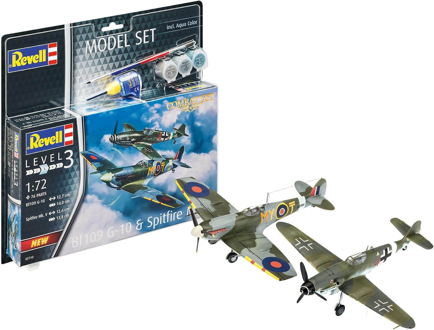 Revell 03710 - Set de 2 maquettes d'avions de Combat Bf109G-10 & Spitfire à Construire, échell 1/72 - image 12