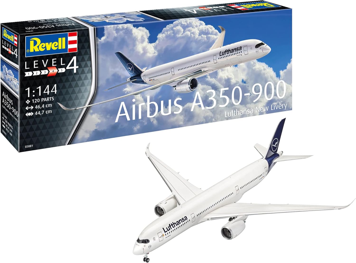 Revell 03881 Maquette d'Avion Airbus A350-900 Lufthansa, Échelle 1/144, Blanc - Échelle 1:144 - image 2