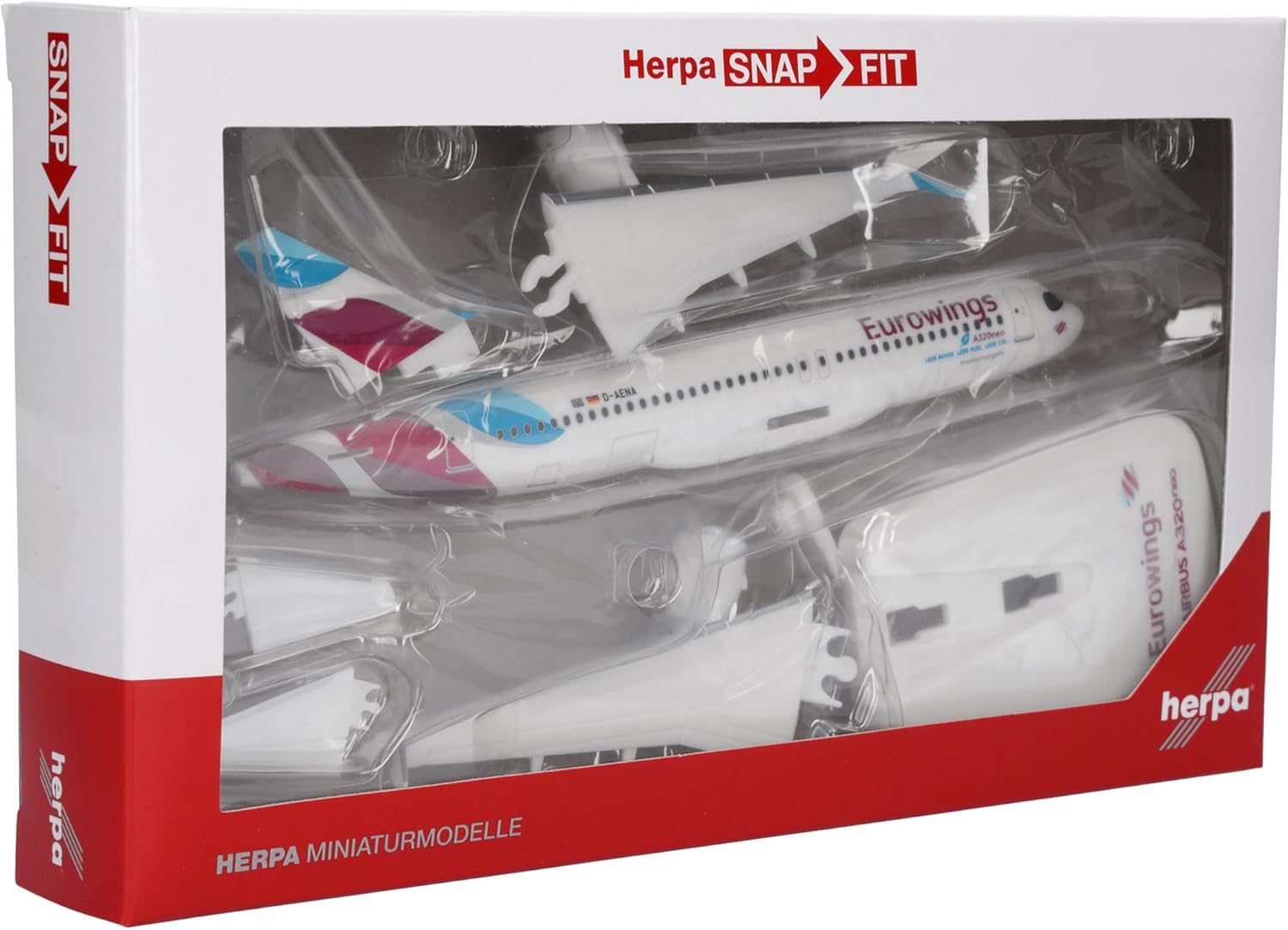 Herpa Maquette Avion Eurowings Airbus A320neo - D-AENA, echelle 1/200, Snap-fit Model, pièce de Collection, d'avion avec Support, Figurine Plastique - Échelle 1:200 - image 7