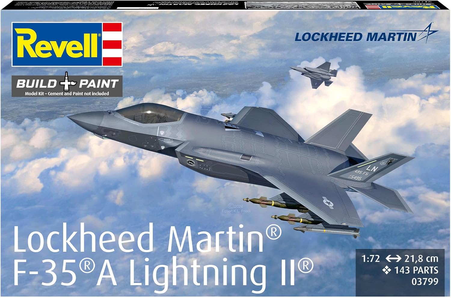 Revell 03799 Lockheed Martin F-35A Avion de Chasse à l'échelle 1:72 Maquette en Plastique Non construit/Non Peint, Couleur moulée - image 3