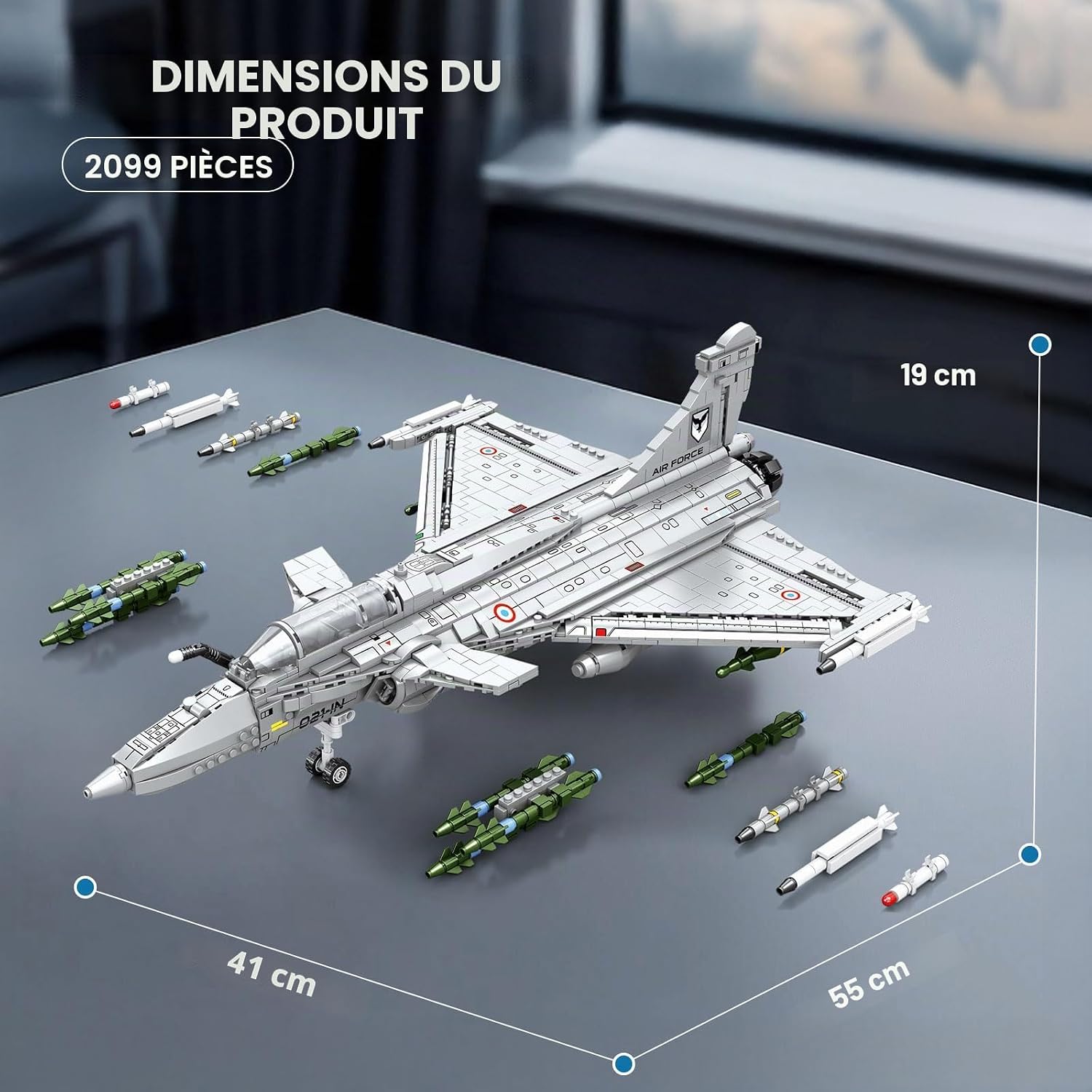 Reobrix Kit de Construction d'avion de Chasse, Maquette d'avion Militaire pour Adultes, modèle Technique d'avion de Chasse, 33035, Cadeau de Collection pour garçons et Filles de 14 Ans et Plus - image 4