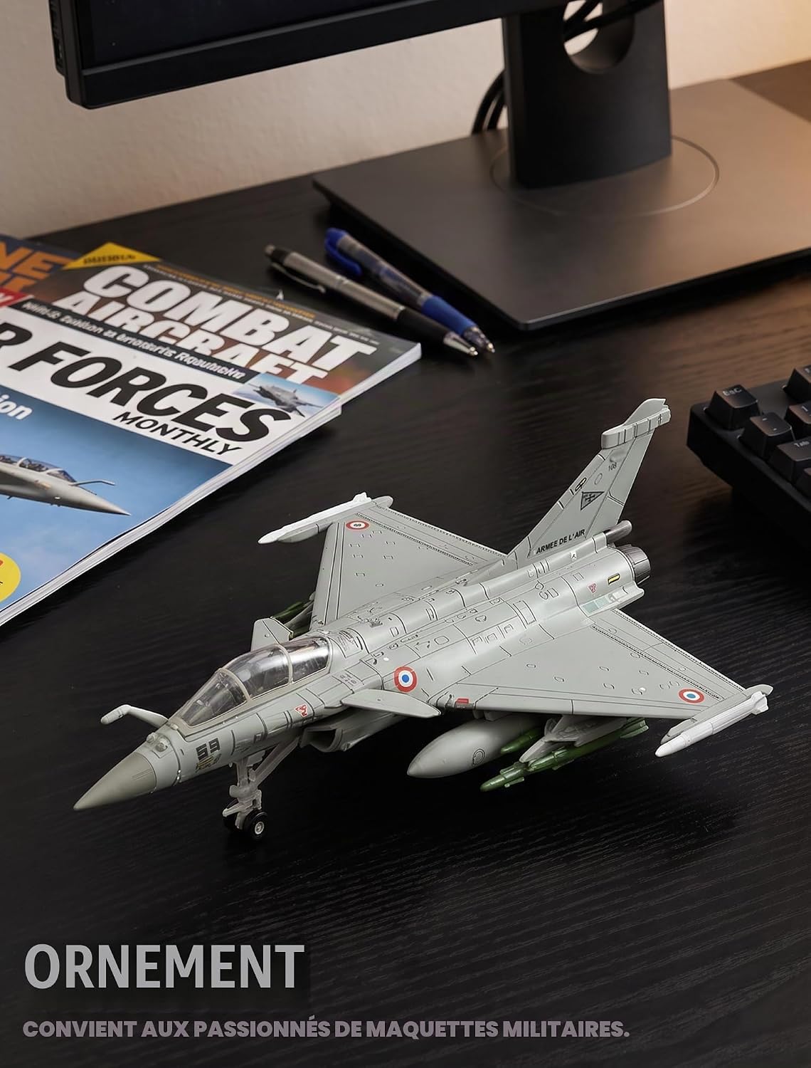 1/72 Rafale Maquette Avion de Chasse Kit Assemblage Rapide | 31 pièces avec socle cadeau garçons hommes déco bureau collection sans colle sans peinture maquette à emboîter - Échelle 1:72 - image 6