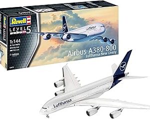 Revell 03872 Maquette d&rsquo;avion Airbus A380–800 Lufthansa, échelle : 1/144 – Échelle 1:144