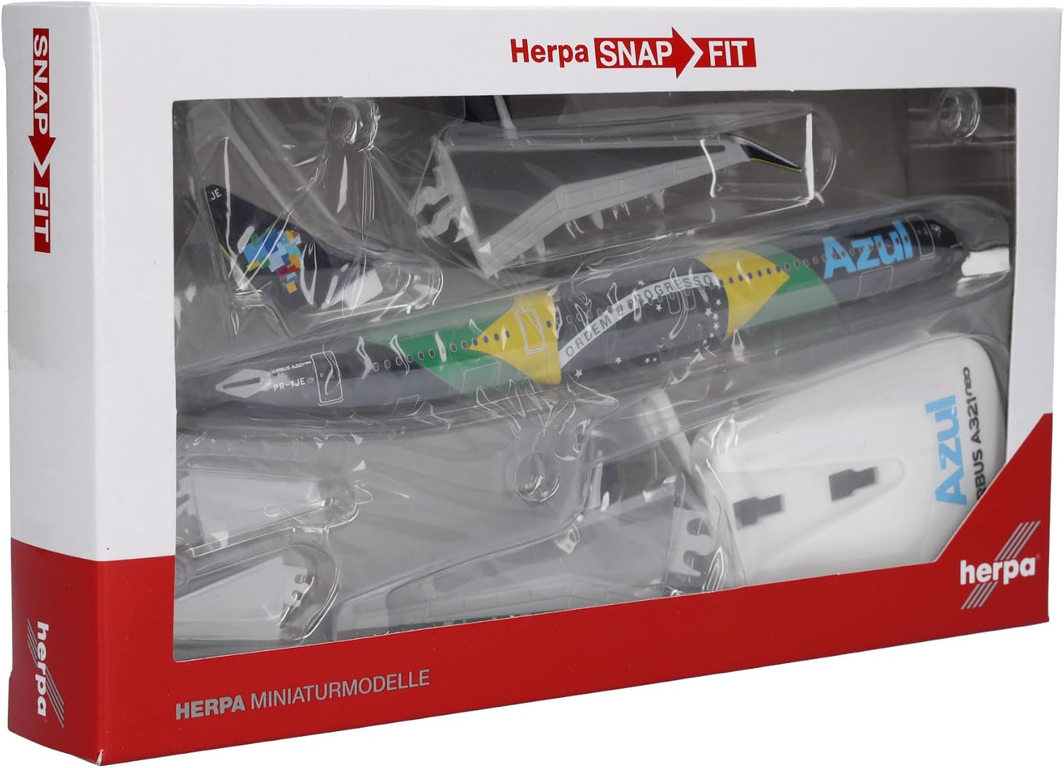 Herpa Maquette Avion Airbus A321neo “Brazilian Flag Livery” – PR-YJE, echelle 1/200, Snap-fit Model, pièce de Collection, d'avion avec Support, Figurine Plastique - Échelle 1:200 - image 7