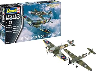 Revell 03710 - Set de 2 maquettes d'avions de Combat Bf109G-10 & Spitfire à Construire, échell 1/72 - image 1