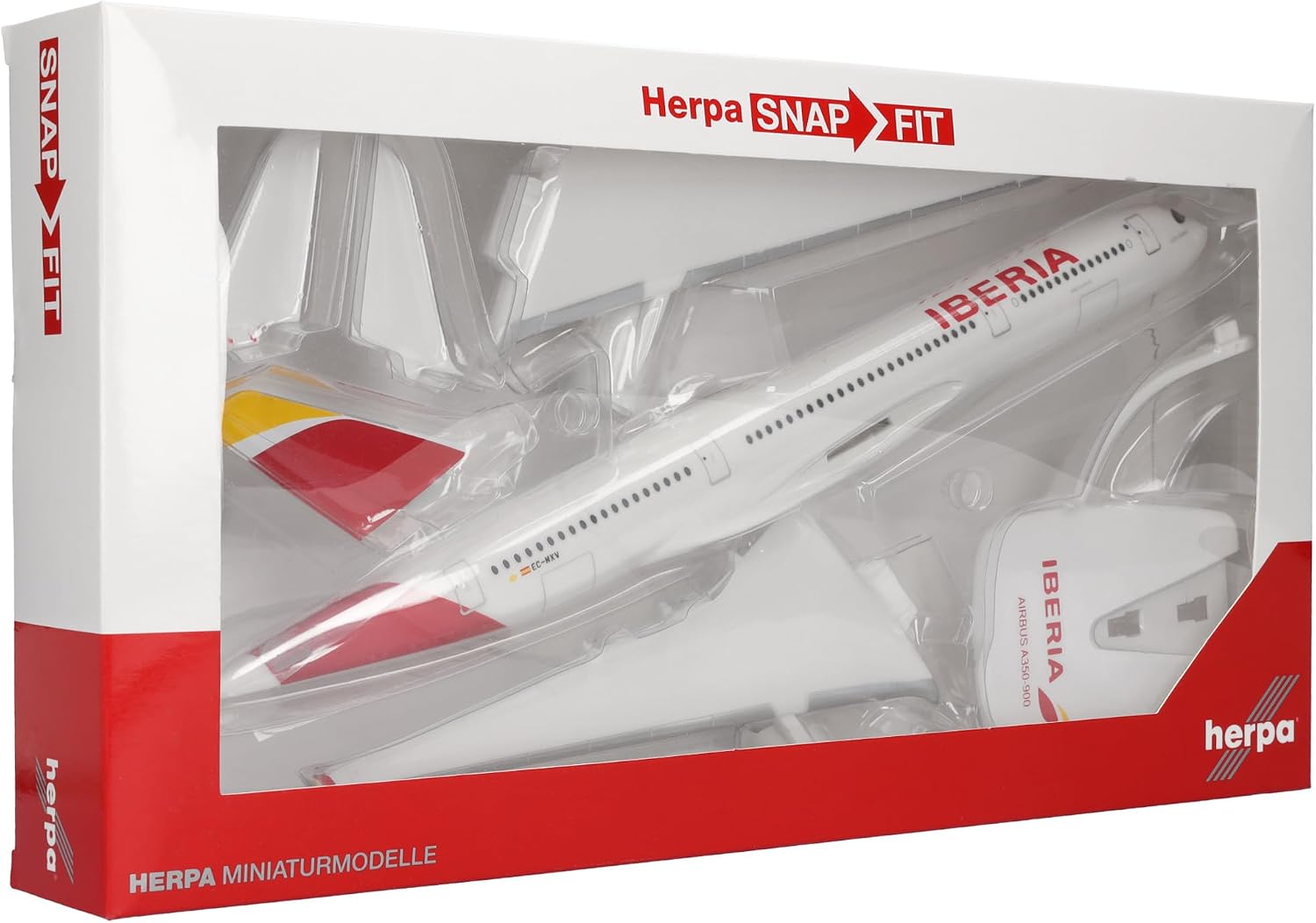 Herpa Maquette Avion Iberia Airbus A350-900 – EC-MXV “Plácido Domingo”, echelle 1/200, Snap-fit Model, pièce de Collection, d'avion avec Support, Figurine Plastique - Échelle 1:200 - image 7