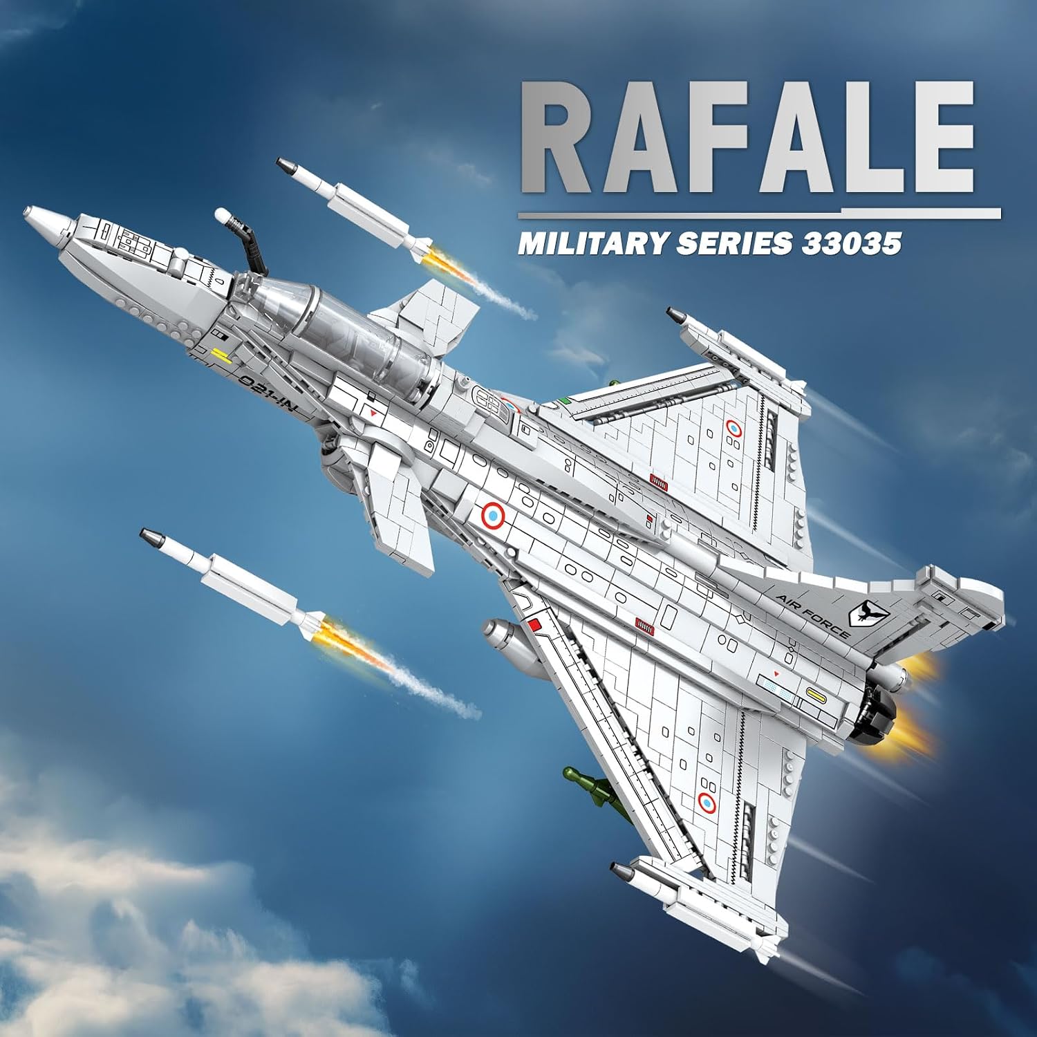 Reobrix Kit de Construction d'avion de Chasse, Maquette d'avion Militaire pour Adultes, modèle Technique d'avion de Chasse, 33035, Cadeau de Collection pour garçons et Filles de 14 Ans et Plus - image 3