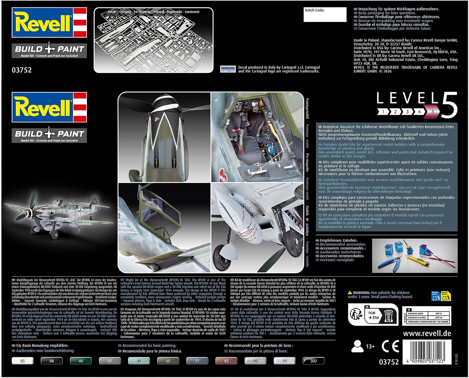 Revell 03752 Messerschmitt Bf109G-10 Erla Échelle 1:32 – Maquette en plastique non construit/non peint - image 9