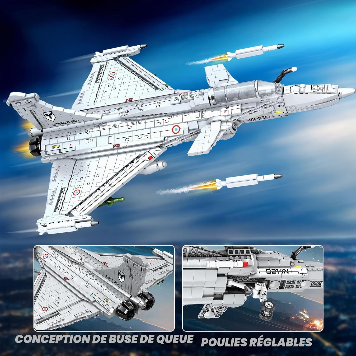 Reobrix Kit de Construction d'avion de Chasse, Maquette d'avion Militaire pour Adultes, modèle Technique d'avion de Chasse, 33035, Cadeau de Collection pour garçons et Filles de 14 Ans et Plus - image 6