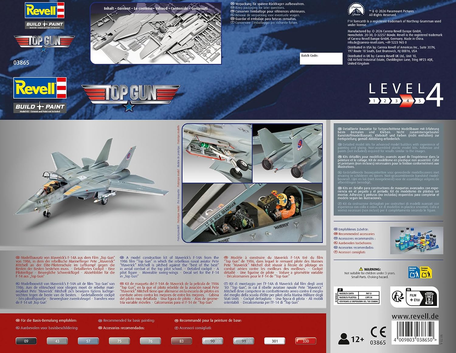 Revell-F-14 A Tomcat Top Gun Maquette, 3865, Non laqué RV03865 - Échelle 1:48 - image 9
