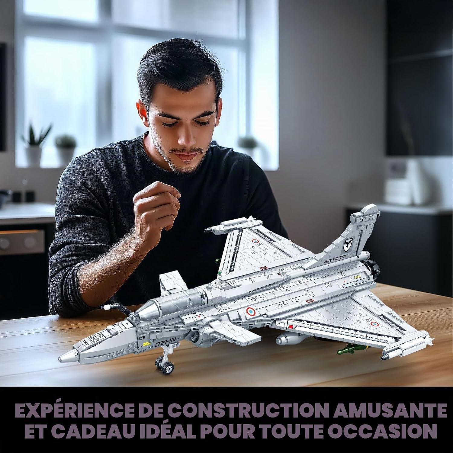 Reobrix Kit de Construction d'avion de Chasse, Maquette d'avion Militaire pour Adultes, modèle Technique d'avion de Chasse, 33035, Cadeau de Collection pour garçons et Filles de 14 Ans et Plus - image 5