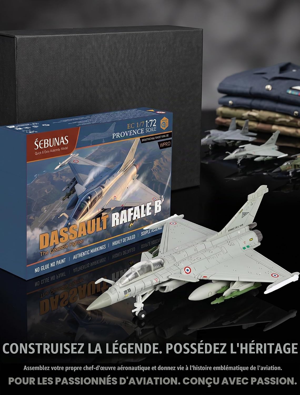 1/72 Rafale Maquette Avion de Chasse Kit Assemblage Rapide | 31 pièces avec socle cadeau garçons hommes déco bureau collection sans colle sans peinture maquette à emboîter - Échelle 1:72 - image 7
