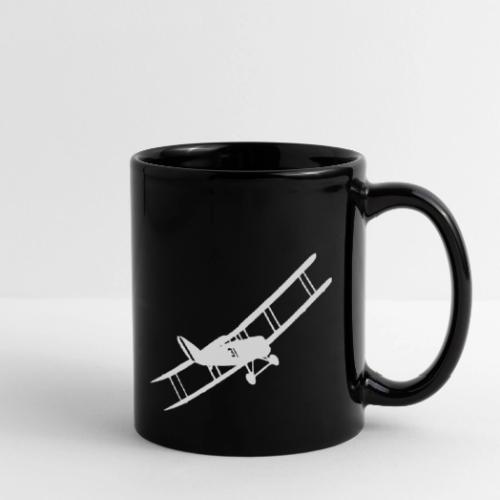 biplan sur fond noir pour amateur d'avion vintage. - Mug uni