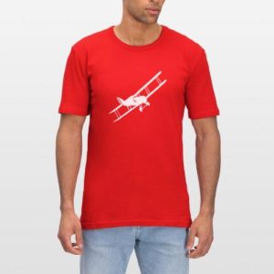 biplan sur fond noir pour amateur d&rsquo;avion vintage. – T-shirt près du corps Homme