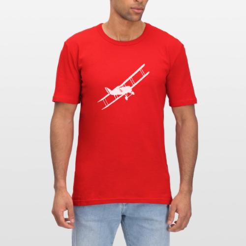 biplan sur fond noir pour amateur d'avion vintage. - T-shirt près du corps Homme