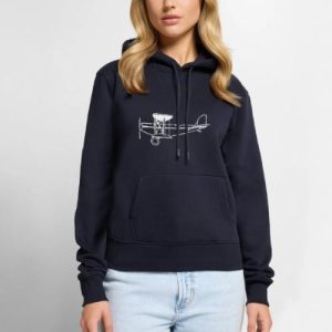 Biplan sur fond sombre pour les pilotes vintages. – Sweat à capuche Premium bio Femme