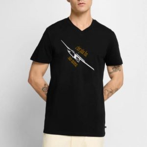 Pilote planeur fun décontracté – T-shirt encolure en V Premium bio Homme